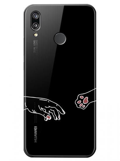 Huawei P20 Lite Hand And Paw Şeffaf Telefon Kılıfı