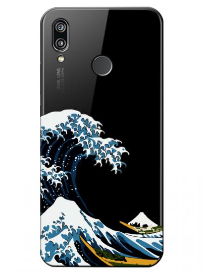 Huawei P20 Lite Kanagawa Şeffaf Telefon Kılıfı