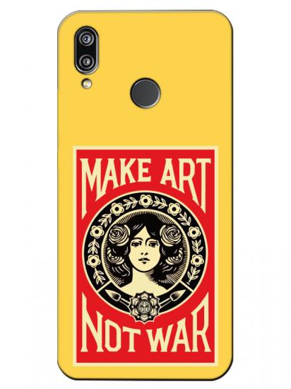 Huawei P20 Lite Make Art Not War Sarı Telefon Kılıfı