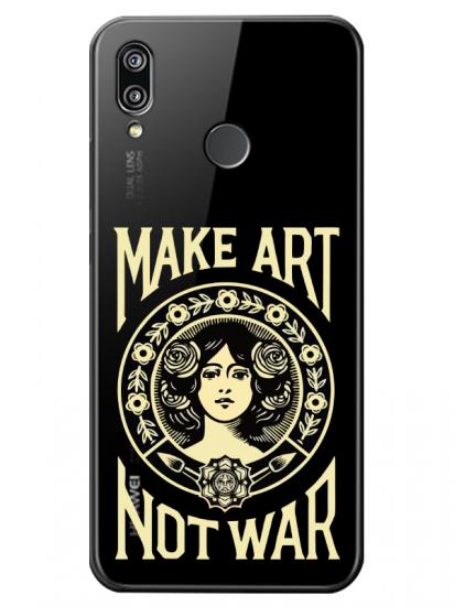 Huawei P20 Lite Make Art Not War Şeffaf Telefon Kılıfı