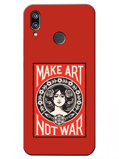 Huawei P20 Lite Make Art Not War Kırmızı Telefon Kılıfı