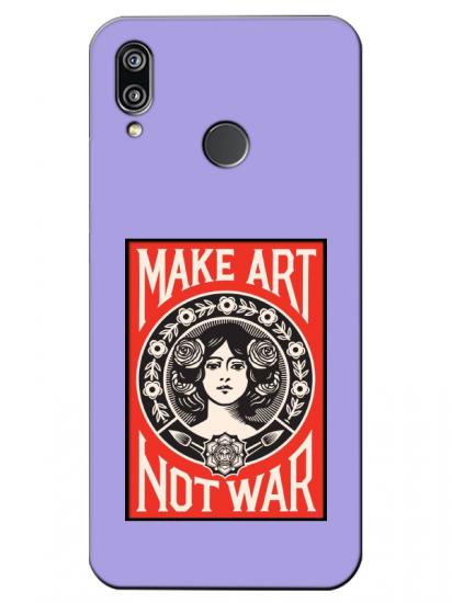 Huawei P20 Lite Make Art Not War Lila Telefon Kılıfı