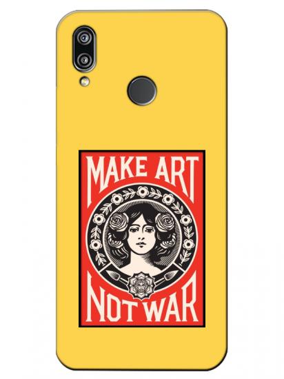 Huawei P20 Lite Make Art Not War Sarı Telefon Kılıfı