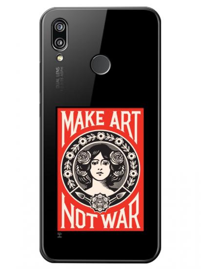 Huawei P20 Lite Make Art Not War Şeffaf Telefon Kılıfı