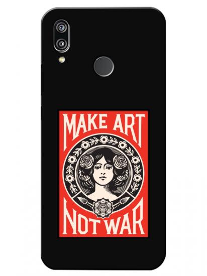 Huawei P20 Lite Make Art Not War Siyah Telefon Kılıfı