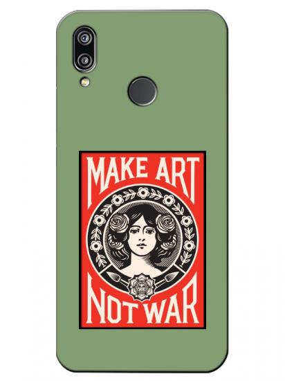 Huawei P20 Lite Make Art Not War Yeşil Telefon Kılıfı