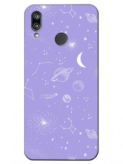 Huawei P20 Lite Gezegenler Lila Telefon Kılıfı