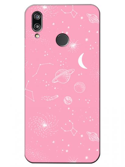 Huawei P20 Lite Gezegenler Pembe Telefon Kılıfı