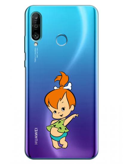 Huawei P30 Lite Taş Devri Kız Bebek Şeffaf Telefon Kılıfı