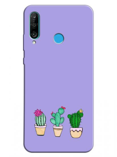 Huawei P30 Lite Kaktüs Lila Telefon Kılıfı