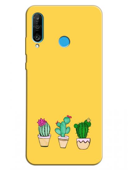 Huawei P30 Lite Kaktüs Sarı Telefon Kılıfı