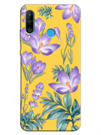 Huawei P30 Lite Kış Çiçeği Sarı Telefon Kılıfı