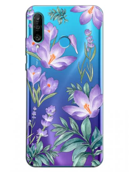 Huawei P30 Lite Kış Çiçeği Şeffaf Telefon Kılıfı