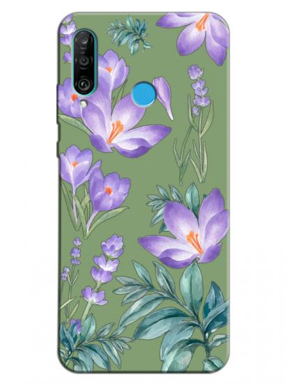 Huawei P30 Lite Kış Çiçeği Yeşil Telefon Kılıfı