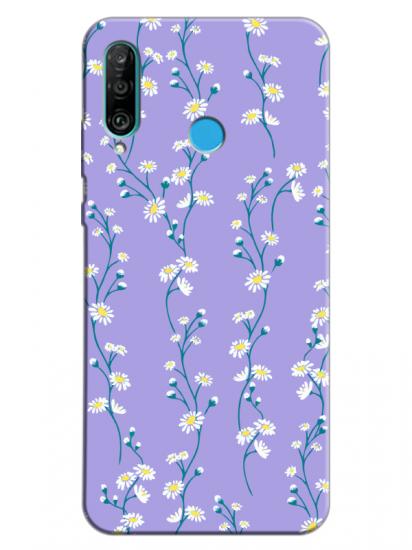 Huawei P30 Lite Papatya Sarmaşığı Lila Telefon Kılıfı