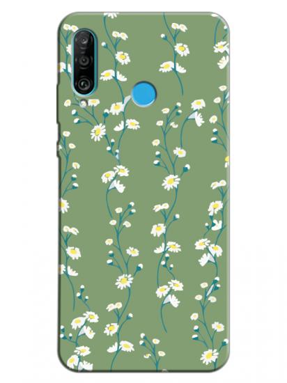 Huawei P30 Lite Papatya Sarmaşığı Yeşil Telefon Kılıfı