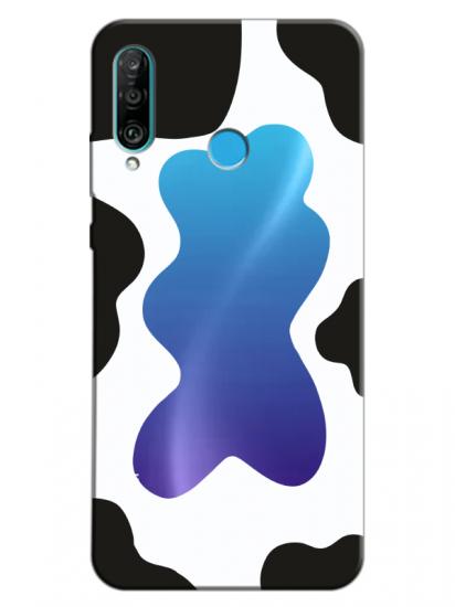 Huawei P30 Lite İnek Desen Şeffaf Telefon Kılıfı