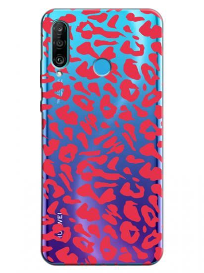 Huawei P30 Lite Leopar Desenli Şeffaf Telefon Kılıfı