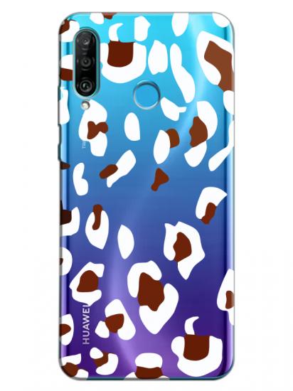 Huawei P30 Lite Leopar Desen Şeffaf Telefon Kılıfı