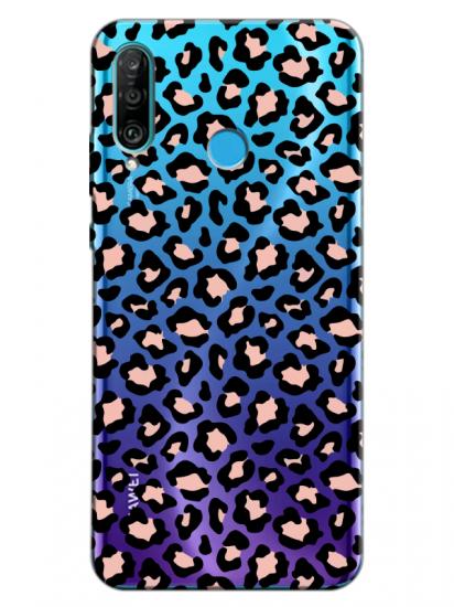 Huawei P30 Lite Leopar Desenli Şeffaf Telefon Kılıfı