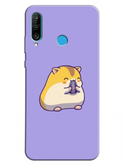 Huawei P30 Lite Sevimli Hamster Lila Telefon Kılıfı