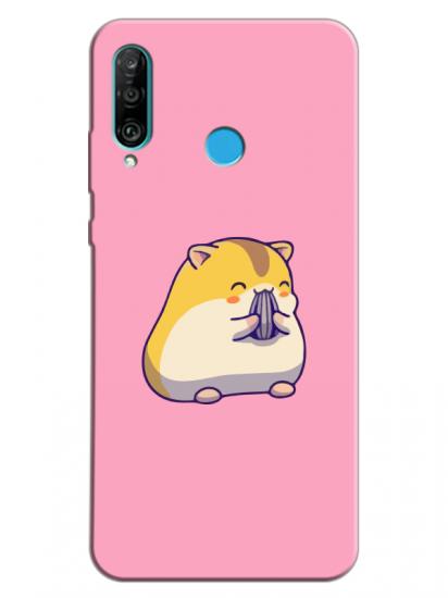 Huawei P30 Lite Sevimli Hamster Pembe Telefon Kılıfı