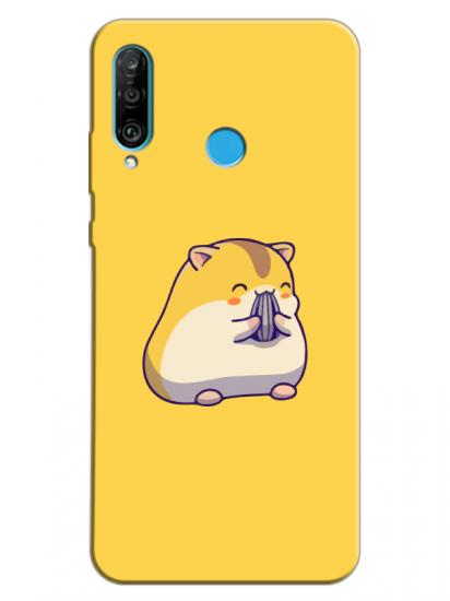 Huawei P30 Lite Sevimli Hamster Sarı Telefon Kılıfı