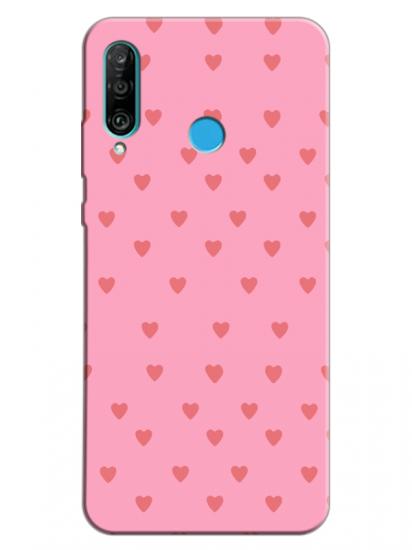 Huawei P30 Lite Minik Kalpler Pembe Telefon Kılıfı