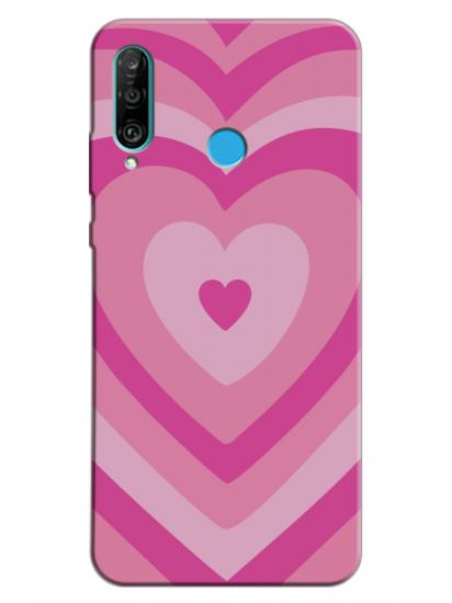 Huawei P30 Lite Estetik Kalp Pembe Telefon Kılıfı