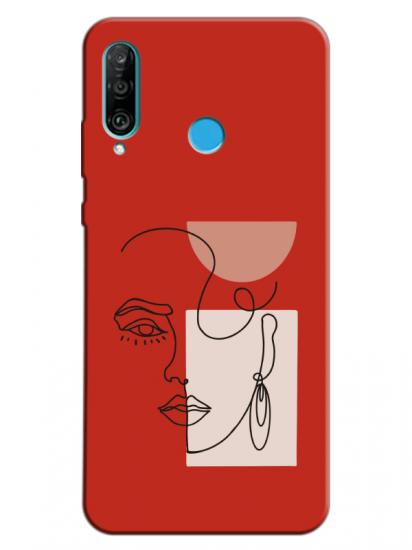 Huawei P30 Lite Women Art Kırmızı Telefon Kılıfı