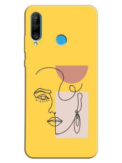 Huawei P30 Lite Women Art Sarı Telefon Kılıfı