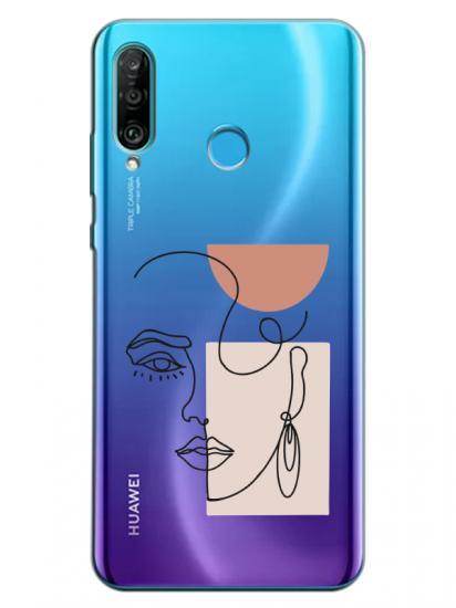 Huawei P30 Lite Women Art Şeffaf Telefon Kılıfı