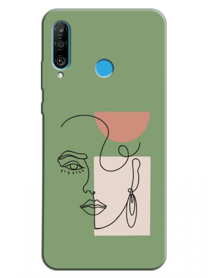 Huawei P30 Lite Women Art Yeşil Telefon Kılıfı