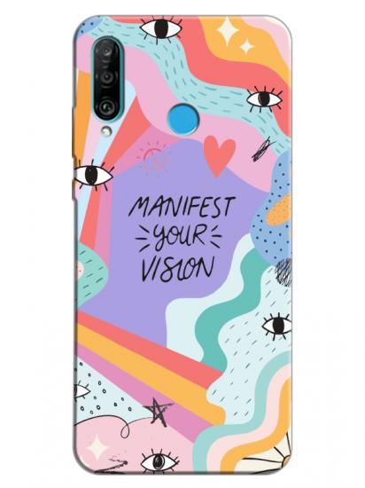 Huawei P30 Lite Manifast Your Vision Lila Telefon Kılıfı