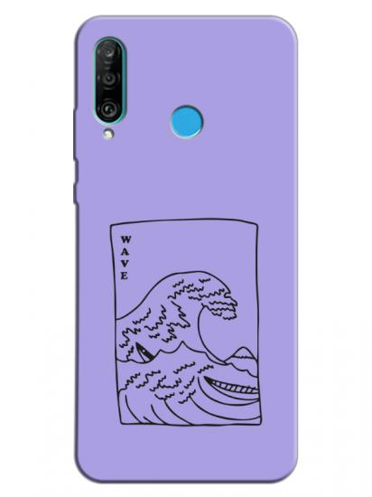 Huawei P30 Lite Kanagawa Wave Lila Telefon Kılıfı