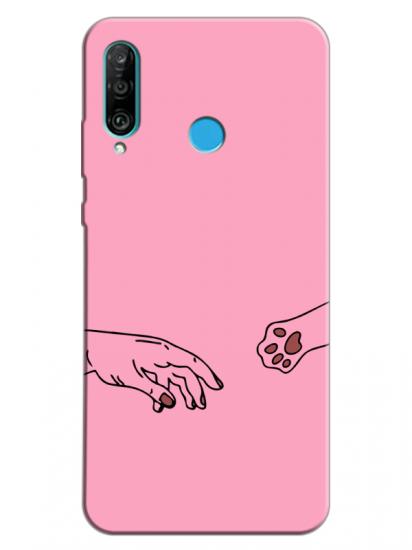 Huawei P30 Lite Hand And Paw Pembe Telefon Kılıfı