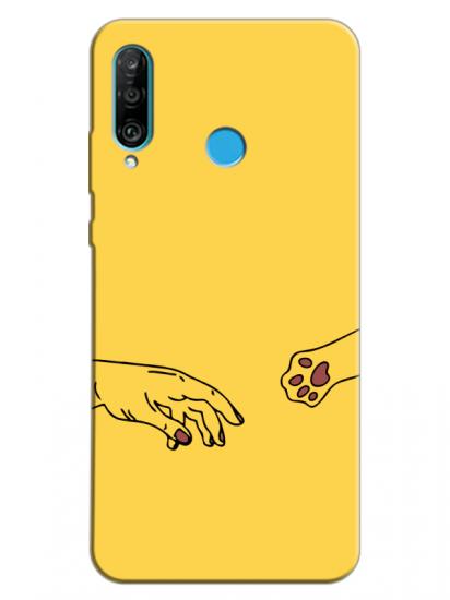 Huawei P30 Lite Hand And Paw Sarı Telefon Kılıfı