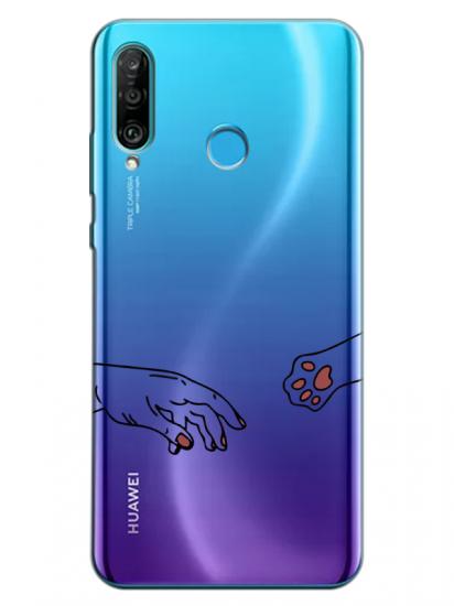 Huawei P30 Lite Hand And Paw Şeffaf Telefon Kılıfı