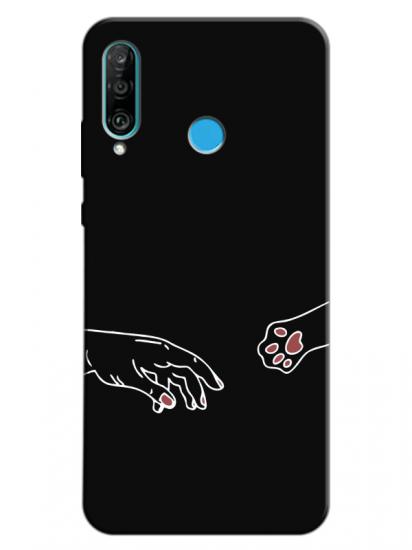 Huawei P30 Lite Hand And Paw Siyah Telefon Kılıfı