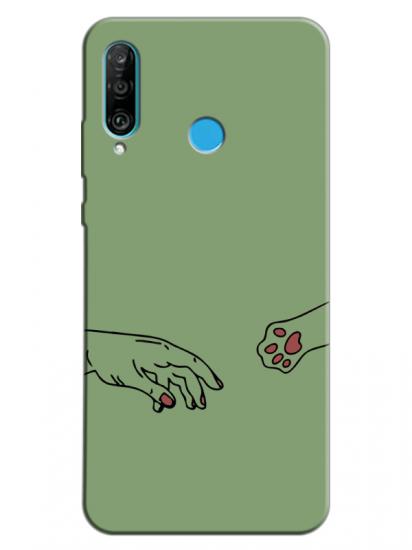 Huawei P30 Lite Hand And Paw Yeşil Telefon Kılıfı