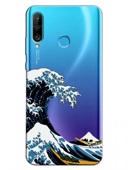 Huawei P30 Lite Kanagawa Şeffaf Telefon Kılıfı