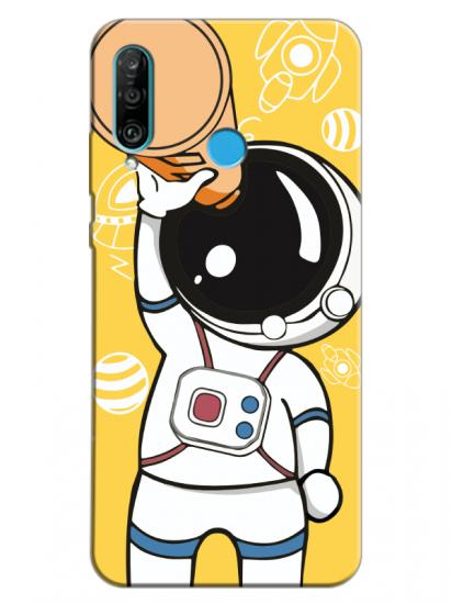 Huawei P30 Lite Astronot Sarı Telefon Kılıfı