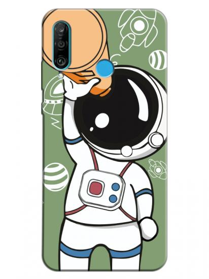 Huawei P30 Lite Astronot Yeşil Telefon Kılıfı