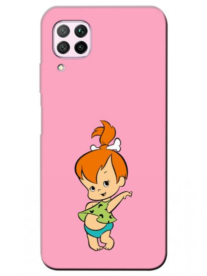 Huawei P40 Lite Taş Devri Kız Bebek Pembe Telefon Kılıfı