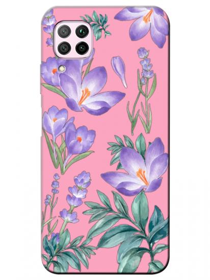 Huawei P40 Lite Kış Çiçeği Pembe Telefon Kılıfı