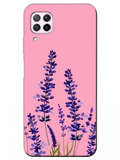 Huawei P40 Lite Lavanta Desenli Pembe Telefon Kılıfı