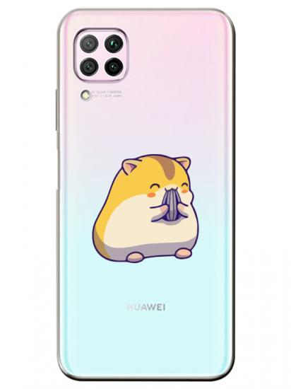 Huawei P40 Lite Sevimli Hamster Şeffaf Telefon Kılıfı