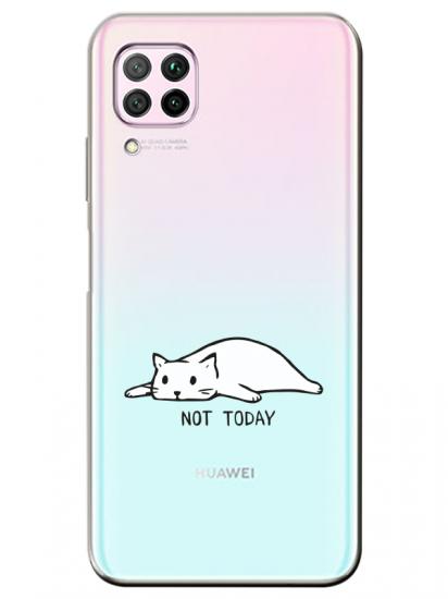 Huawei P40 Lite Not Today Kedi Şeffaf Telefon Kılıfı