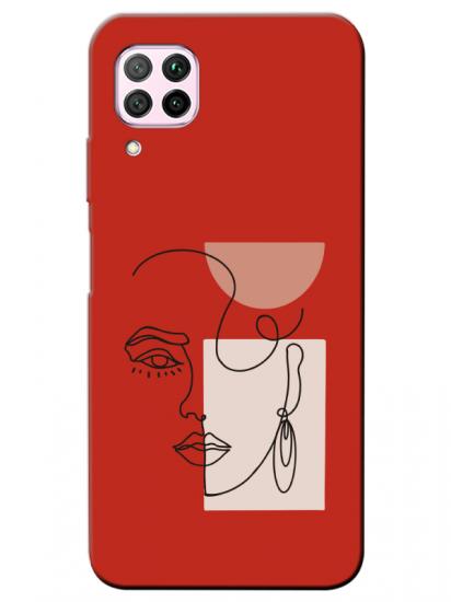 Huawei P40 Lite Women Art Kırmızı Telefon Kılıfı