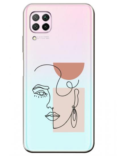 Huawei P40 Lite Women Art Şeffaf Telefon Kılıfı